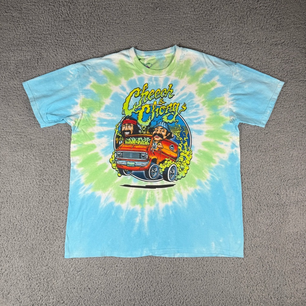 Cheech and Chong Liquid Blue T-Shirt Size XL Hot Rod Tie-Dye